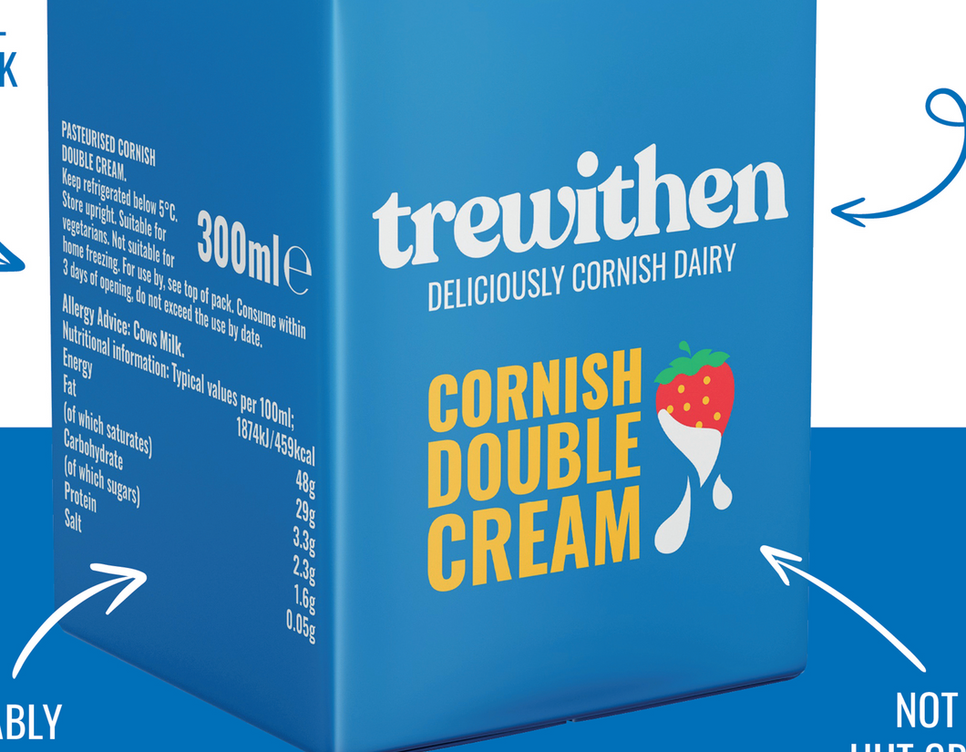 TREWITHEN DAIRY 1/2 DOUBLE CREAM - 300ml (RRP £2.49)