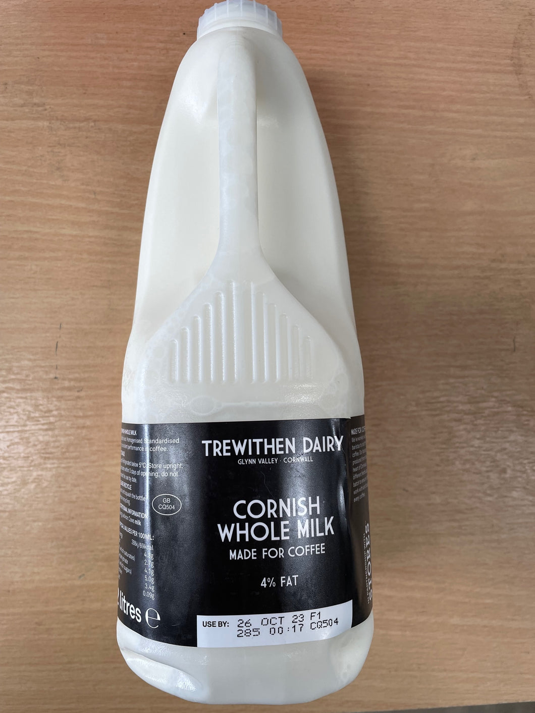 2 Litre (BLACK LABEL) - whole milk 4% fat barista milk -Trewithen: