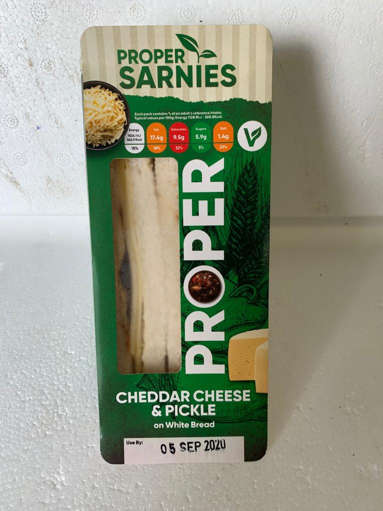 Proper Sarnies: Cheddar cheese & pickle (White bread)